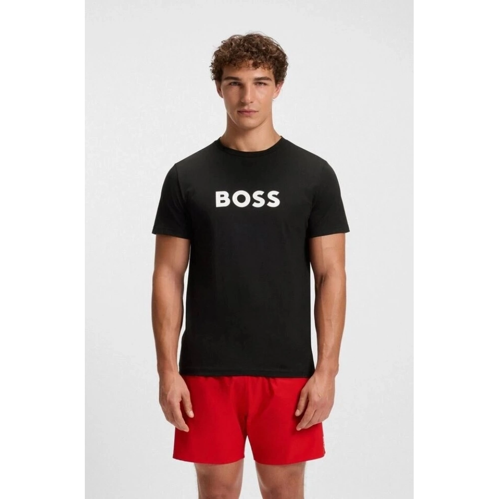 Camiseta Boss Em Jersey De Algodão Com Estampado De Logo