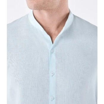 Camisa de Linho Gola Mao Manga Curta